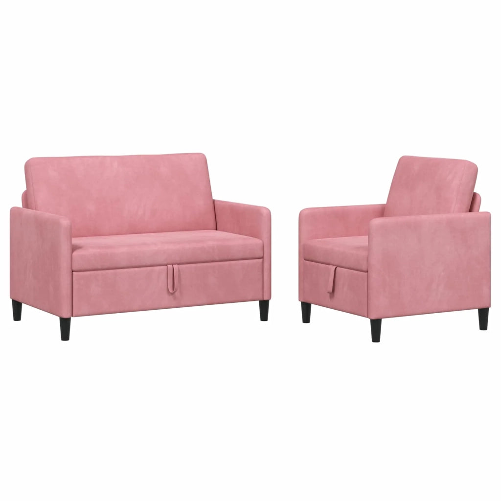 Set di Divani con Storage 2 pz Rosa Poliestere 3429166