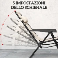 Set 2 Sedie Sdraio a Gravità Zero Pieghevoli con Schienale Regolabile e Tavolino, Beige