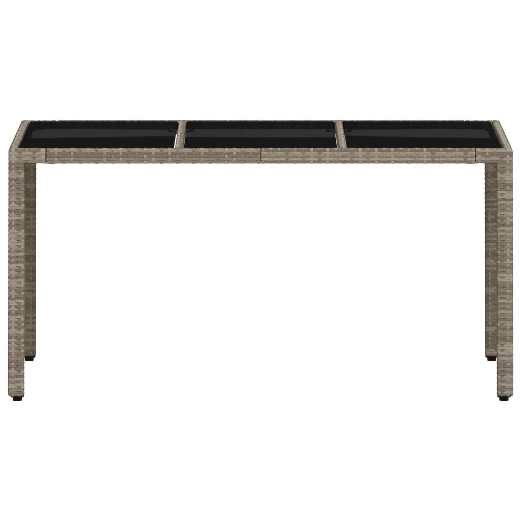 Tavolo Giardino Piano Vetro Grigio Chiaro 150x90x75 Polyrattan 368125