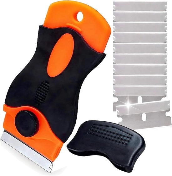 Bordino ceramico da pulire - Raschiatore di vetro - Set di raschiature universale e 10 lamine di ricambio - Facile da usare e pratico - Ideale per pulire vetro e altri superfici