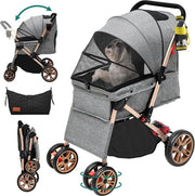 Wand-wagen per bambini per cani - 2 direzioni di viaggio, con contenitore di stoccaggio e portabibite, - per piccoli e medi cani - Carrello per cani con 3 posizioni