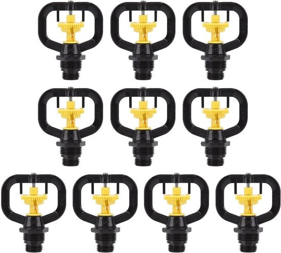 Sistema di irrigazione per giardino con 10 getti - Micro Nozzle - Irrigazione giardino - Testa di getto rotante - Adatto a tutte le tubazioni di irrigazione standard