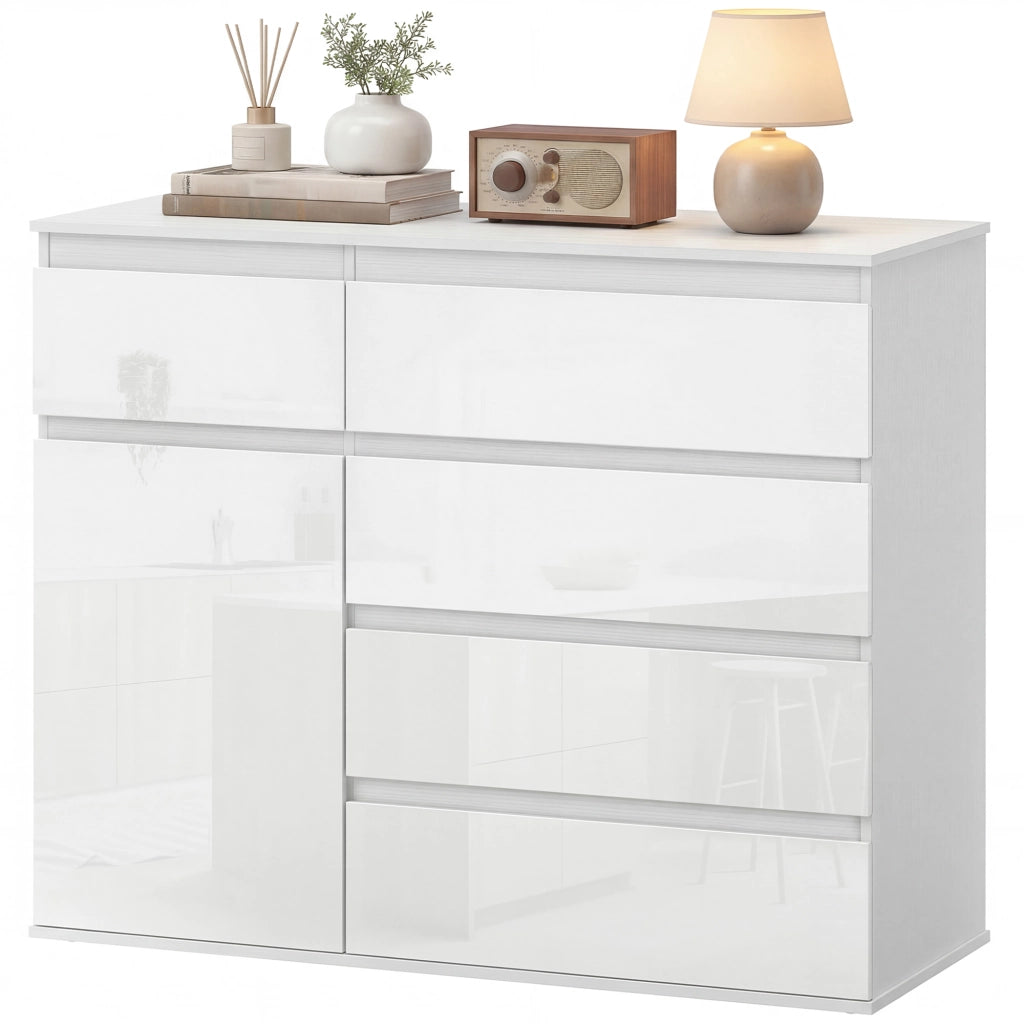 Armadio Bianco con Cassetti e Ripiani ¨C Zephmum ¨C 100x40x80 cm