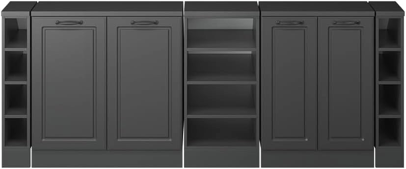 Set di mobili sottotetto Rion, Antracite casa di campagna, 210 cm Set di 5 carcasse armadio profondità 60 cm, adatto per il salvaspazio sotto tetti spioventi