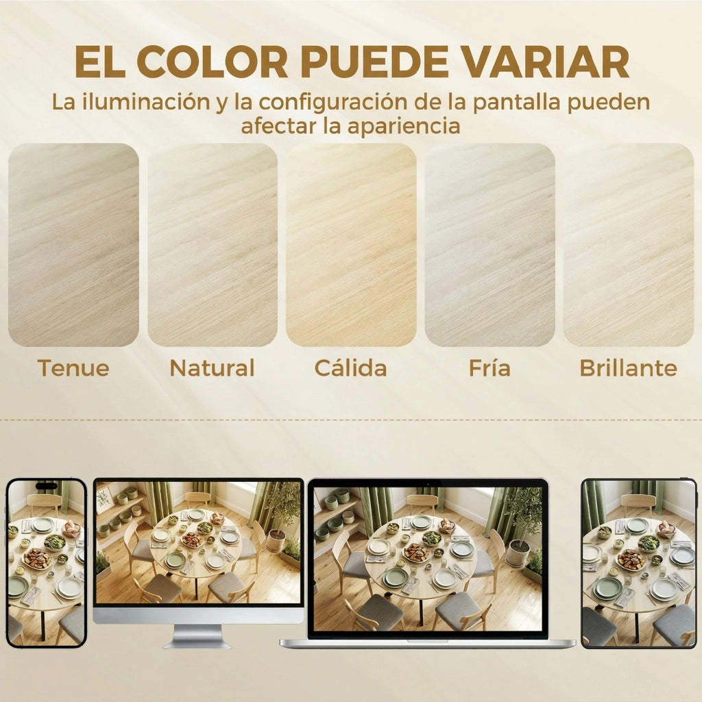 Tavolo da pranzo pieghevole rotondo per 2-6 persone ¨C zephmum ¨C ?110x76 cm in legno naturale