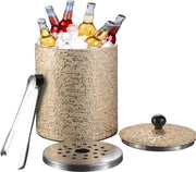 Bacetto per ghiaccio in acciaio inossidabile a doppia parete isolato con coperchio - Strumento per strizzare con pinze per feste di bar, matrimoni, riunioni