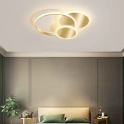 Trade Shop - Plafoniera Luce Naturale Led Cerchi 38w Lampadario Da Soffitto Oro Moderno 50033 -