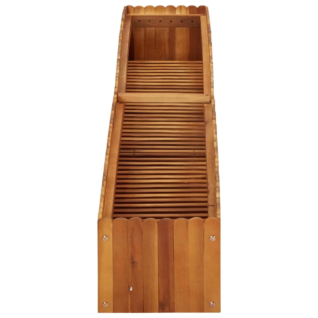 Fioriera rialzata per piante e fiori giardino 200 x 30 x 25 cm legno massello di acacia 02_0001012