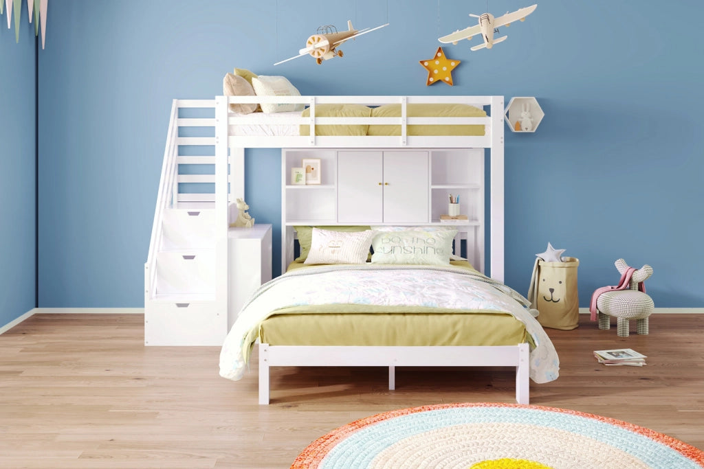 LETTO a castello 90x200 cm + 140x200 cm Bianco