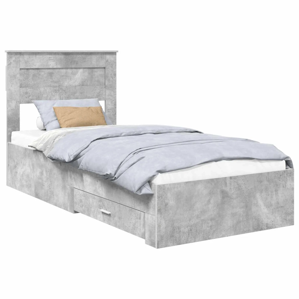 Struttura del letto con testiera Grigio cemento 90 x 190 cm