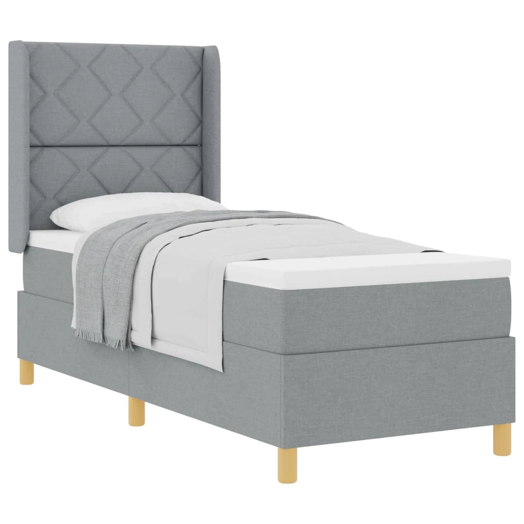Letto a molle con materasso Grigio chiaro 80 x 200 cm Tessuto
