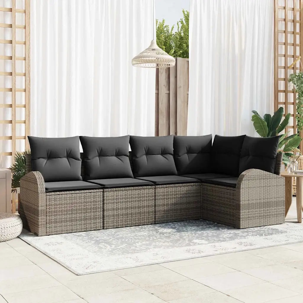 Set Divano da Giardino con cuscino 5 pcs Grigio polyrattan 3354708