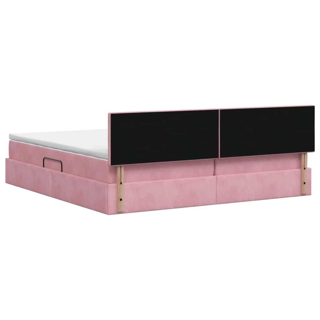 Letto con contenitore LED e materasso Rosa 200 x 200 cm Velluto 3459335
