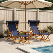 Lettino 4 pcs 3 Posizione Legno di Eucalipto Massello Blu 3407797