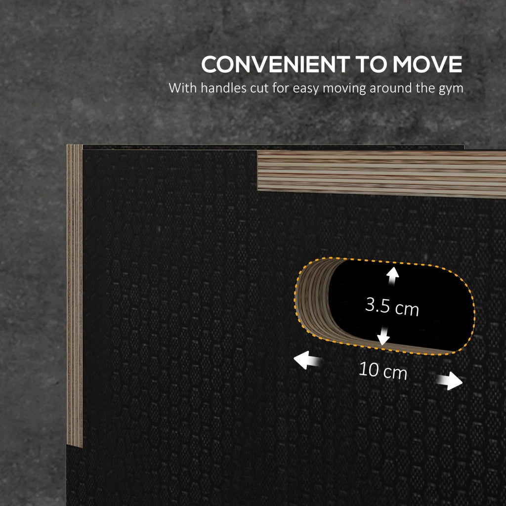 Box Jump Pliometrico a 3 Altezze 61-51-41 cm in Legno Antiscivolo Nero