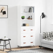 Credenza-Buffet-Armadio da cucina Bianca 69,5x34x180 cm in Legno Multistrato 658049