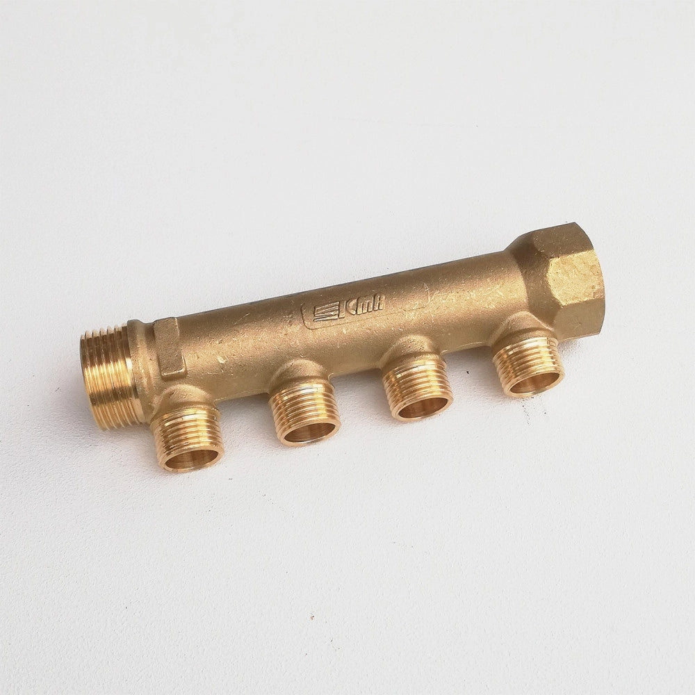 Collettore lineare da 3/4 - 18mm a 4 vie da 3/4 mf di ottone
