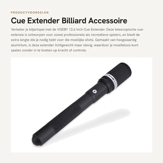Estensore per Biliardo da 32 cm - Sostegno per Biliardo - Aliante in Alluminio - Leggero - Resistente ai Colpi - Adattabile - Estensore per Biliardo