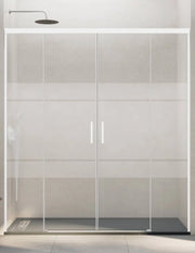 Porta doccia scorrevole 2+2 THALASSA (BASIC) 170 cm Profilo Bianco vetro serigrafato