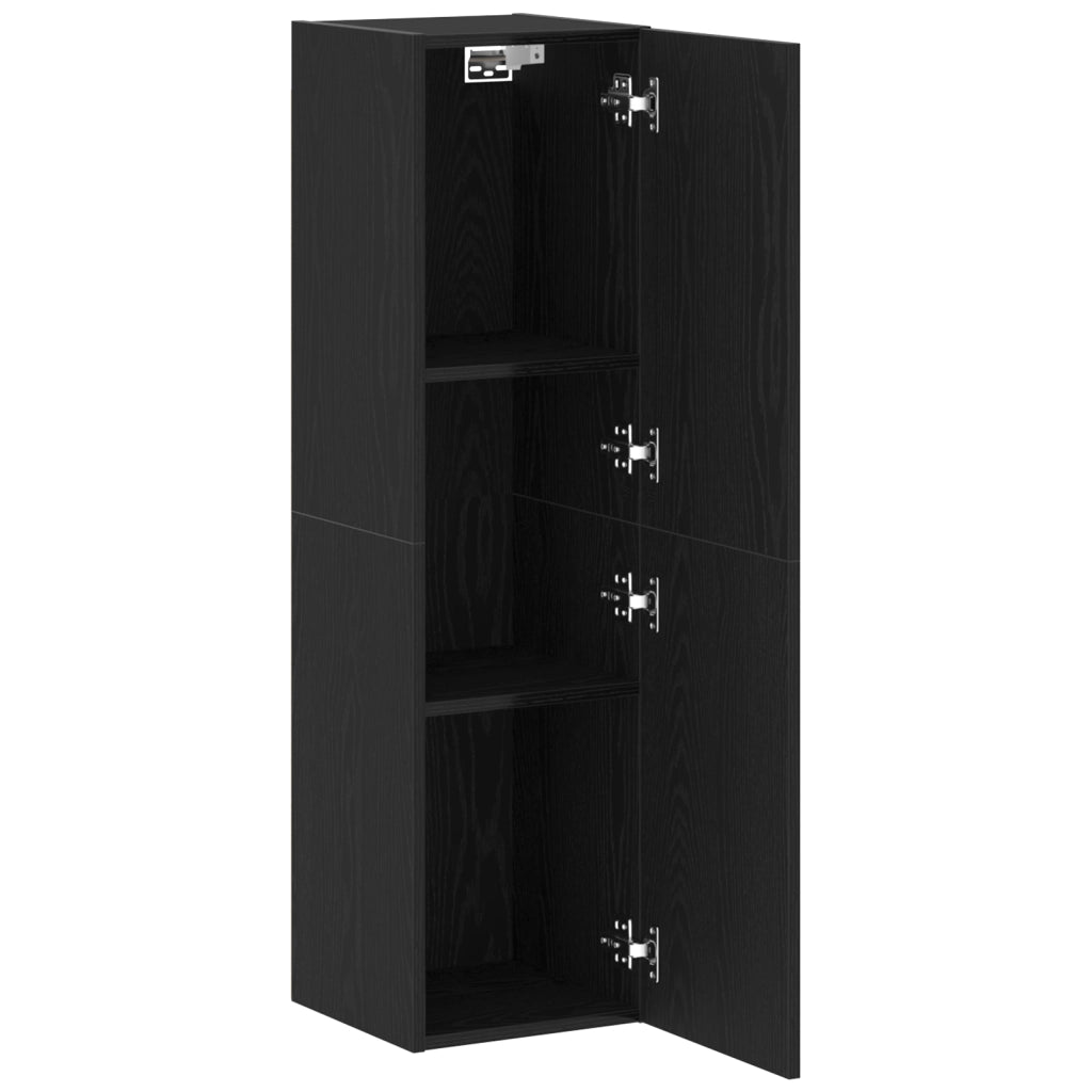 Mobile TV Nero Rovere 30,5x30x110 cm Legno ingegnerizzato