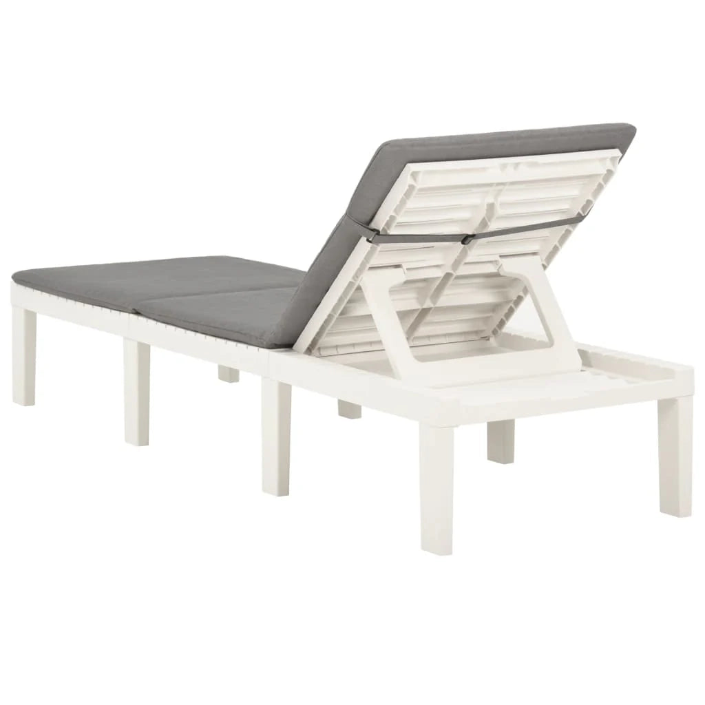 Lettino prendisole sedia a sdraio lettino prendisole letto da giardino mobili da esterno per patio con cuscino in plastica bianca 02_0012501