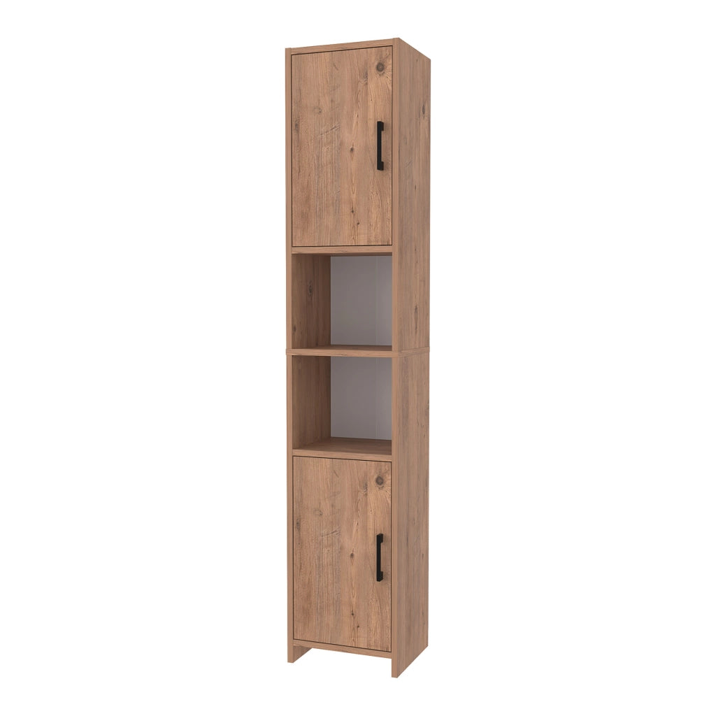 Mobile a Colonna Rautrina a 2 Ante e Scomparti Aperti 180 x 35 x 30 cm - Effetto Rovere [en.casa]