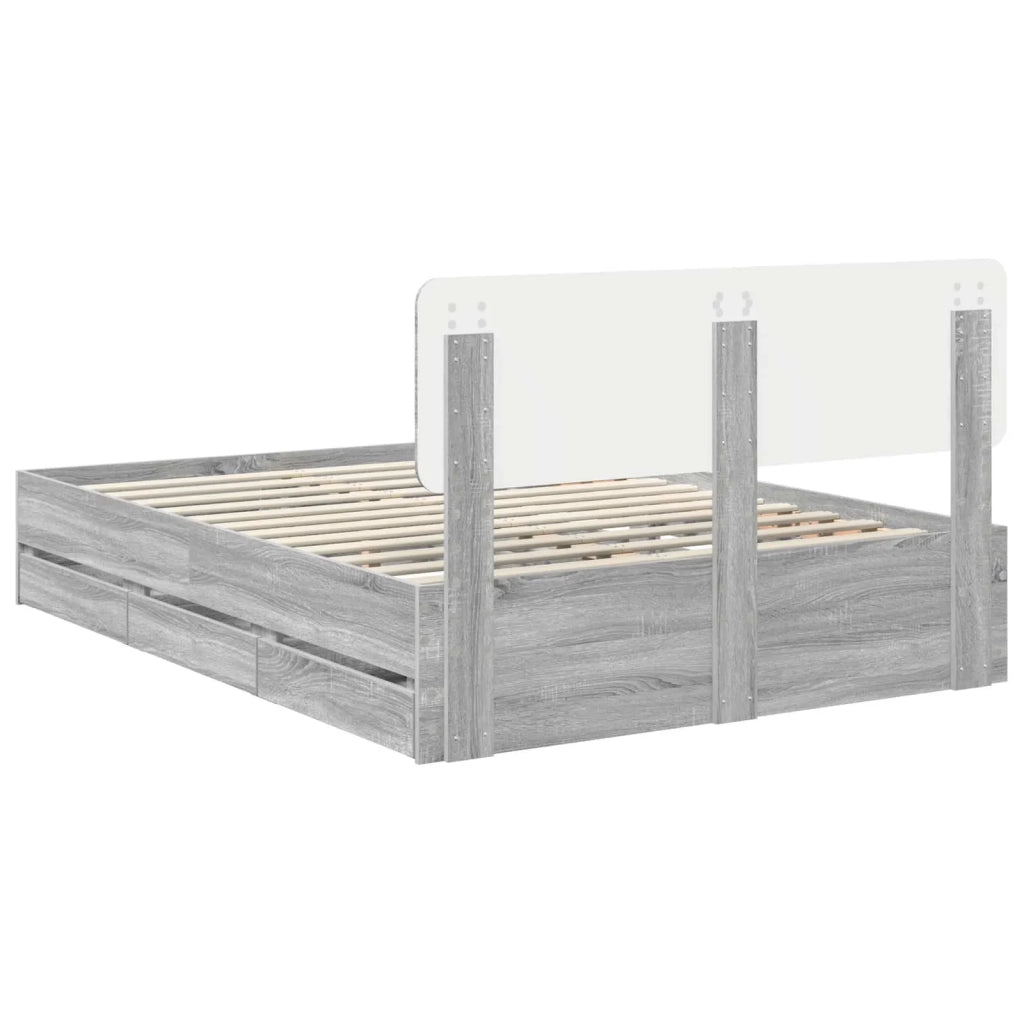 Struttura del letto con cassetto Sonoma grigia 160 x 200 cm 3412169
