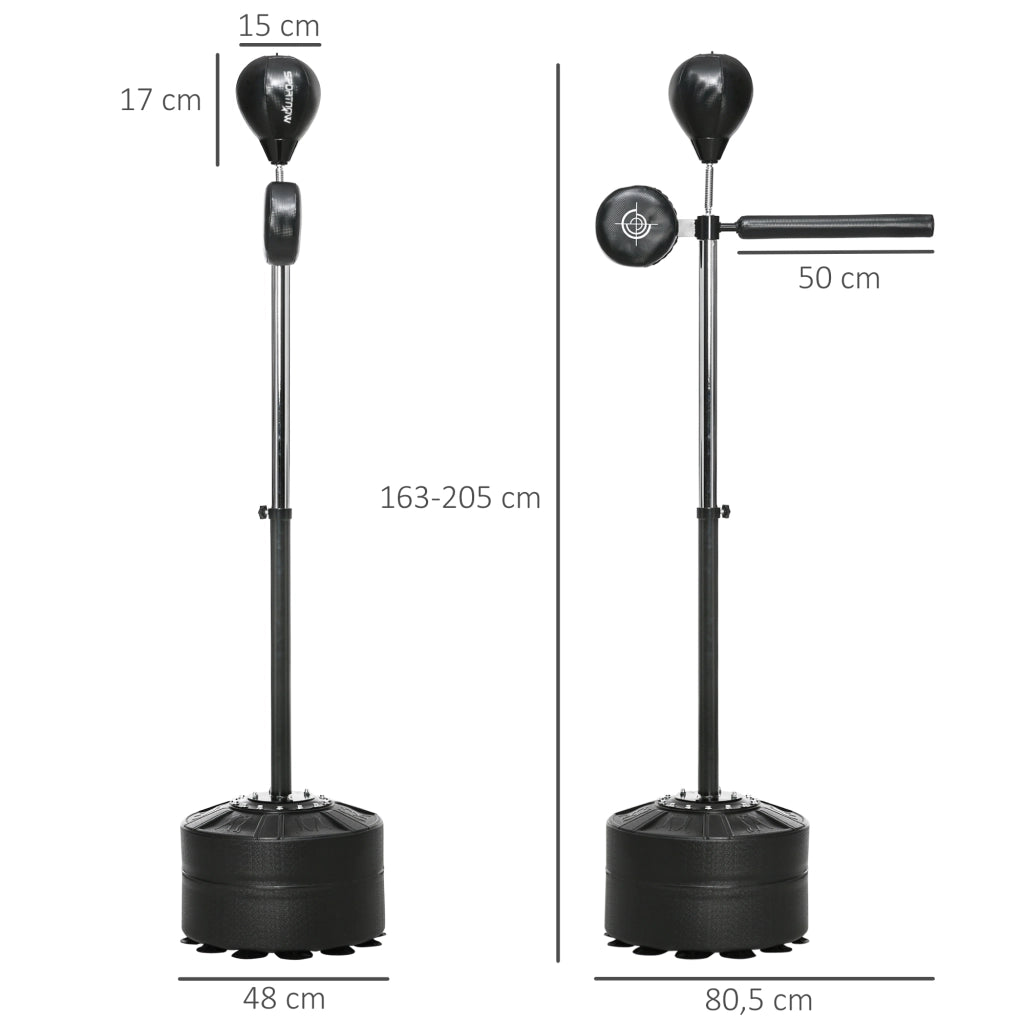 Punchingball regolabile in altezza, 360¡ã girevole, con fasce da boxe, Nero ¨C zephmum ¨C 80.5x48x163-205 cm