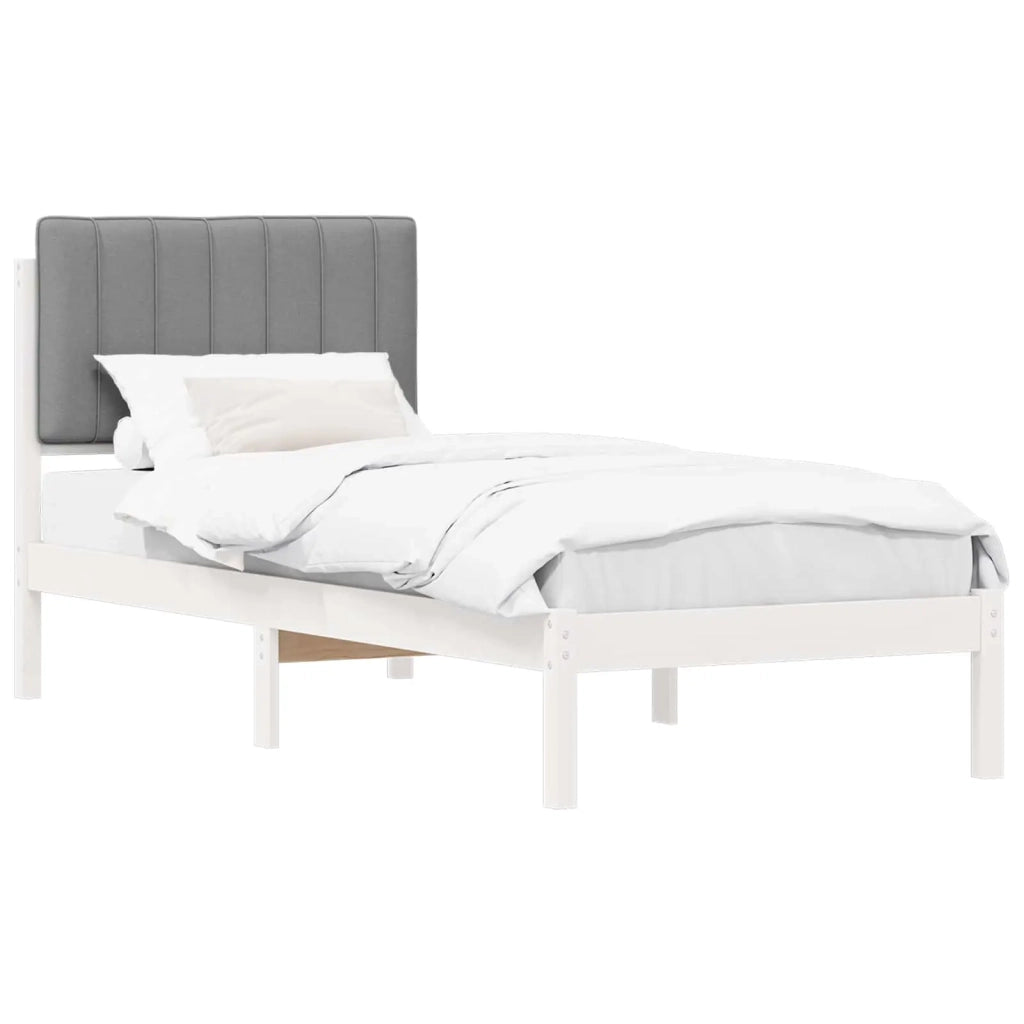 Letto con Testiera Rivestita Grigio chiaro 80 x 200 cm