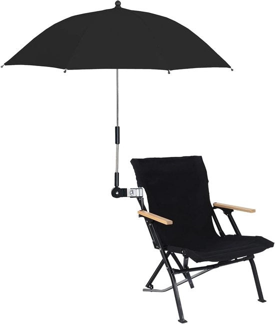 Parasole per lettini da spiaggia 32 pollici con protezione UV, impermeabile, con chiusura universale e regolabile per lettini da spiaggia, passeggini e lettini per sedie a rotelle (Nero)