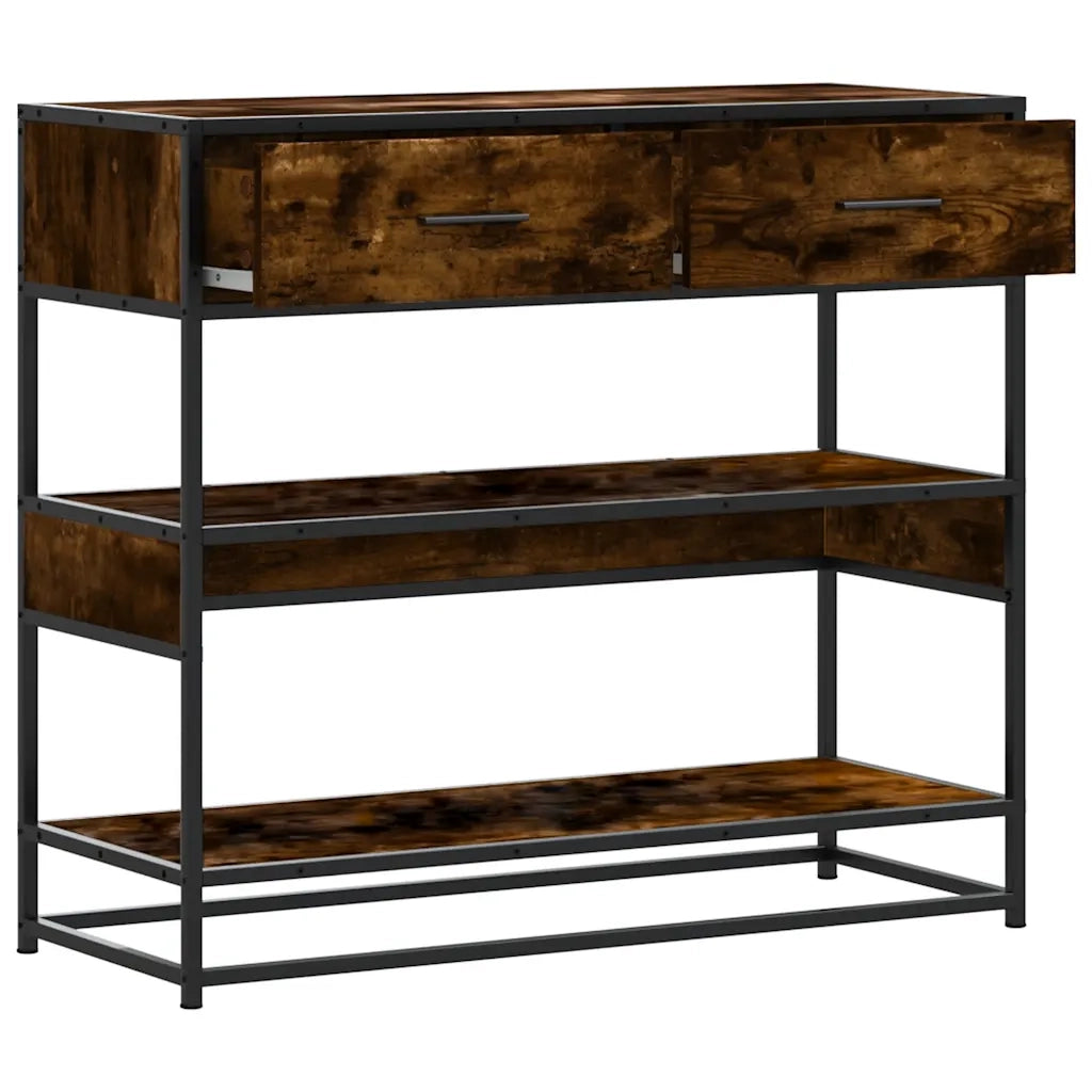 Tavolino Consolle Rovere Fumo 90x35x80 cm in Legno Multistrato