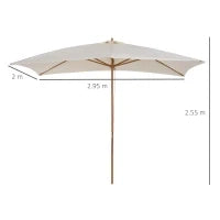 Ombrellone 2x3 m da Giardino Impermeabile, in Legno e Poliestere 180G, Beige