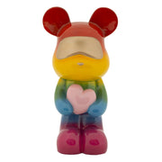 Scultura orsetto Rainbow in piedi in resina arcobaleno