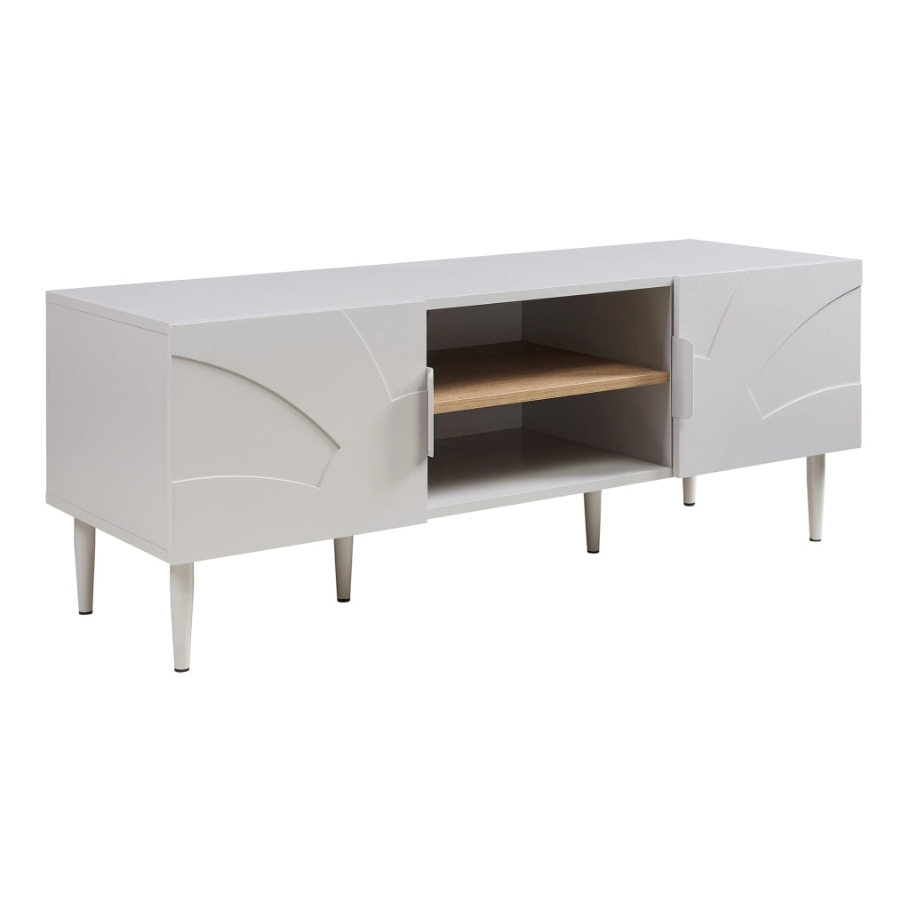 Mobile TV Starvili con Ante e Scomparti Aperti 120x40x45 cm Beige [en.casa]