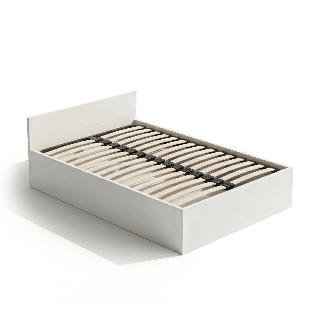 Letto con contenitore 100x200 cm rete sollevabile in metallo Bianco