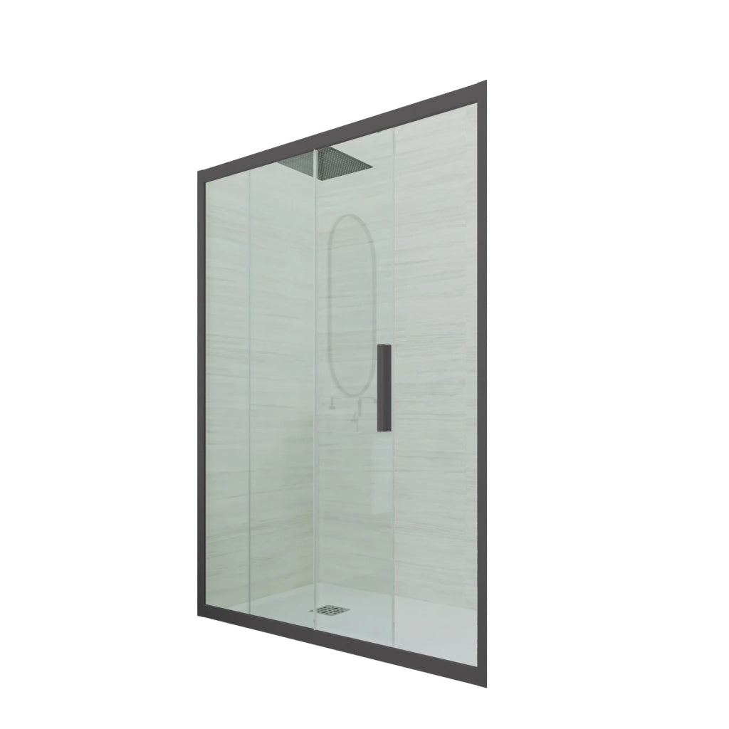 Porta doccia scorrevole 110 CM H 200 Vetro Trasparente Profilo Antracite mod. Deco