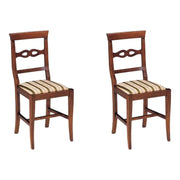 Set 2 sedie in legno massello tinta noce scuro seduta imbottita - Mobili 2G