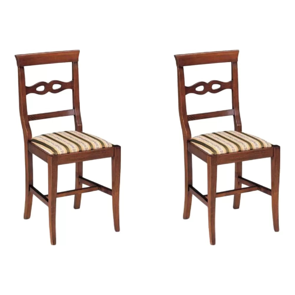 Set 2 sedie in legno massello tinta noce scuro seduta imbottita - Mobili 2G