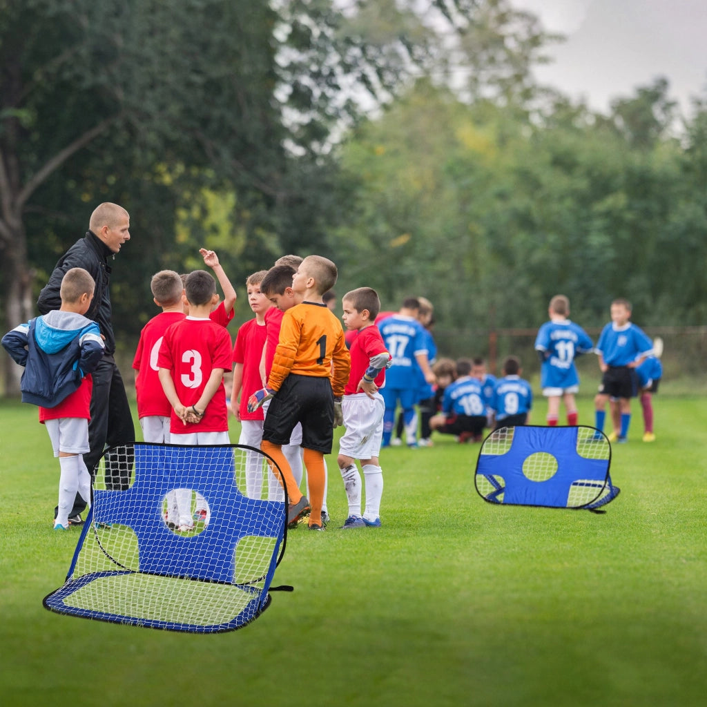 Porte da Calcio Pieghevoli ¨C Xylo ¨C Set 2 Pezzi con Borsa, Blu, 123x80x80cm