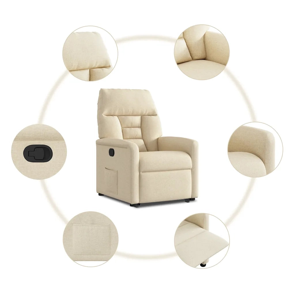 Poltrona Alzapersona Reclinabile Crema in Tessuto 3303040