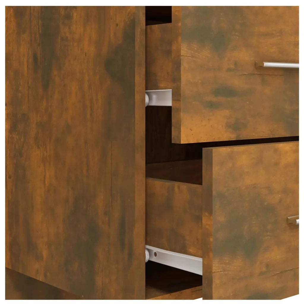 Testiera Letto-Testata del letto con Comodini in Legno Multistrato Rovere Fumo 509493