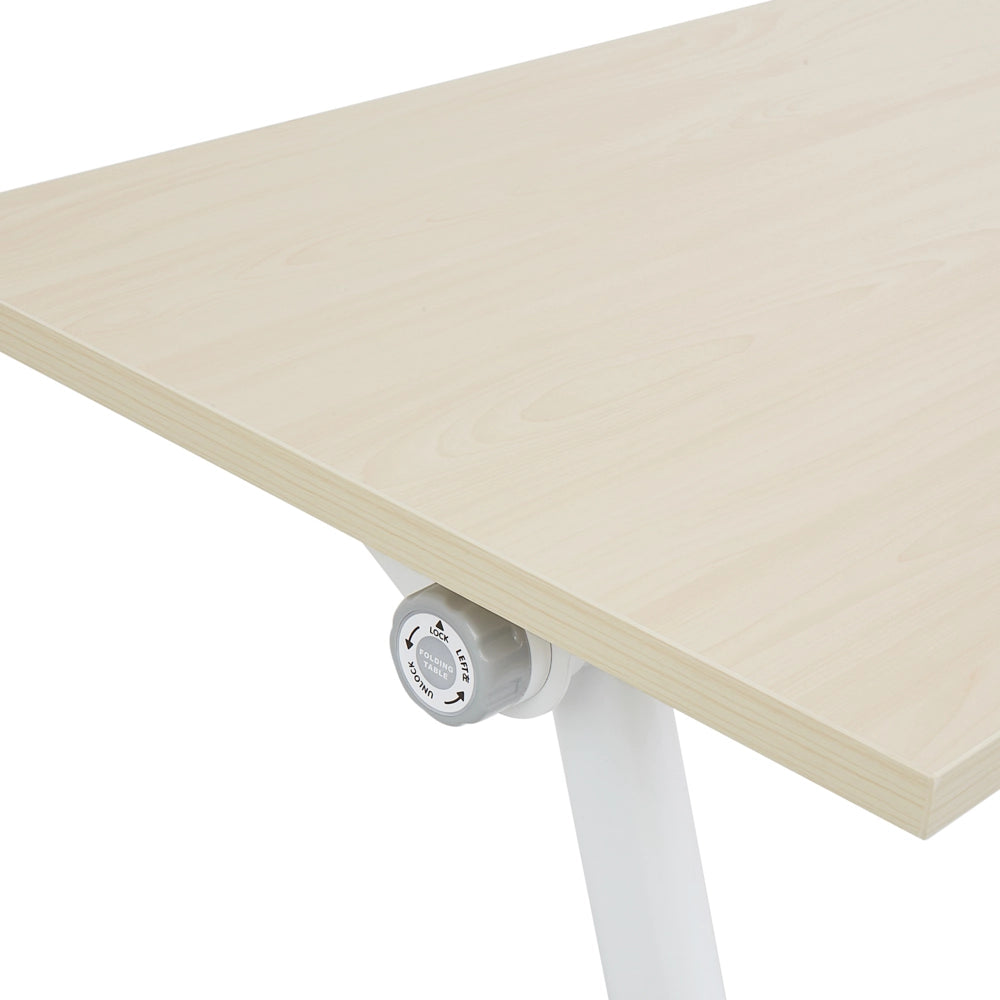 Scrivania rettangolare pieghevole con rotelle portatile con struttura in metallo bianco e nero 160 x 60 stile moderno
