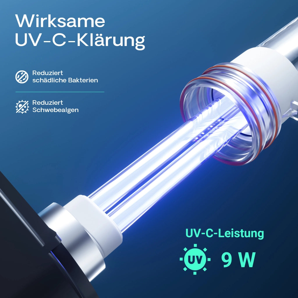 HW-703B Filtro esterno per acquari fino a 600 litri, con pompa 1.400 l/h e chiarificatore UVC da 9W, filtro a 3 stadi con mezzi e spugne filtranti inclusi
