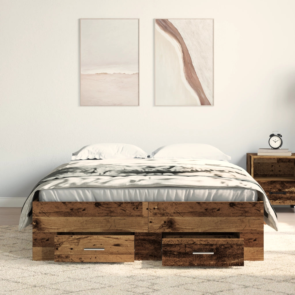 Struttura Letto  con Cassetti Legno Vecchio 120x200 cm Legno Ingegnerizzato