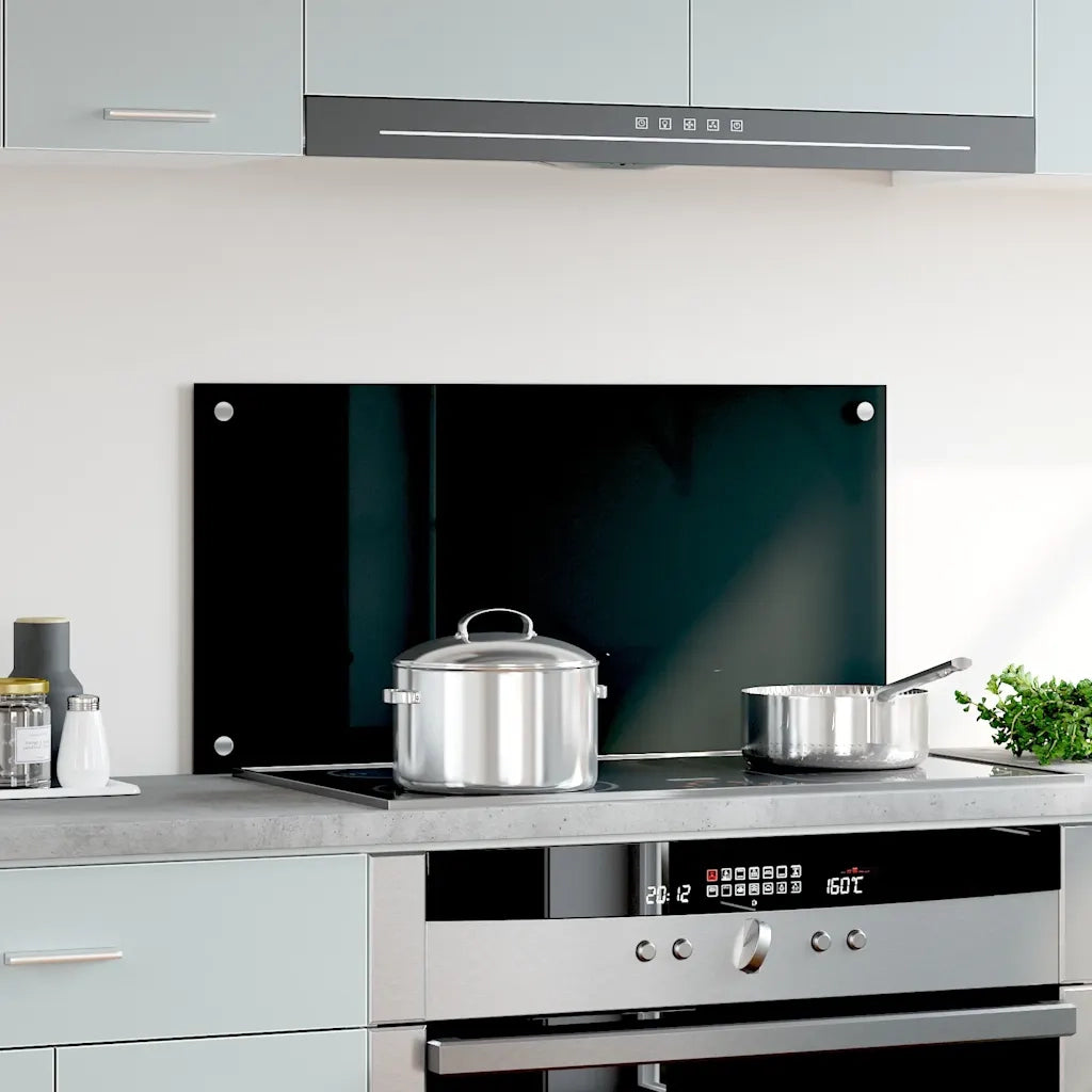Paraschizzi per Cucina-Protezione parete cucina Nero 80x40 cm in Vetro Temperato