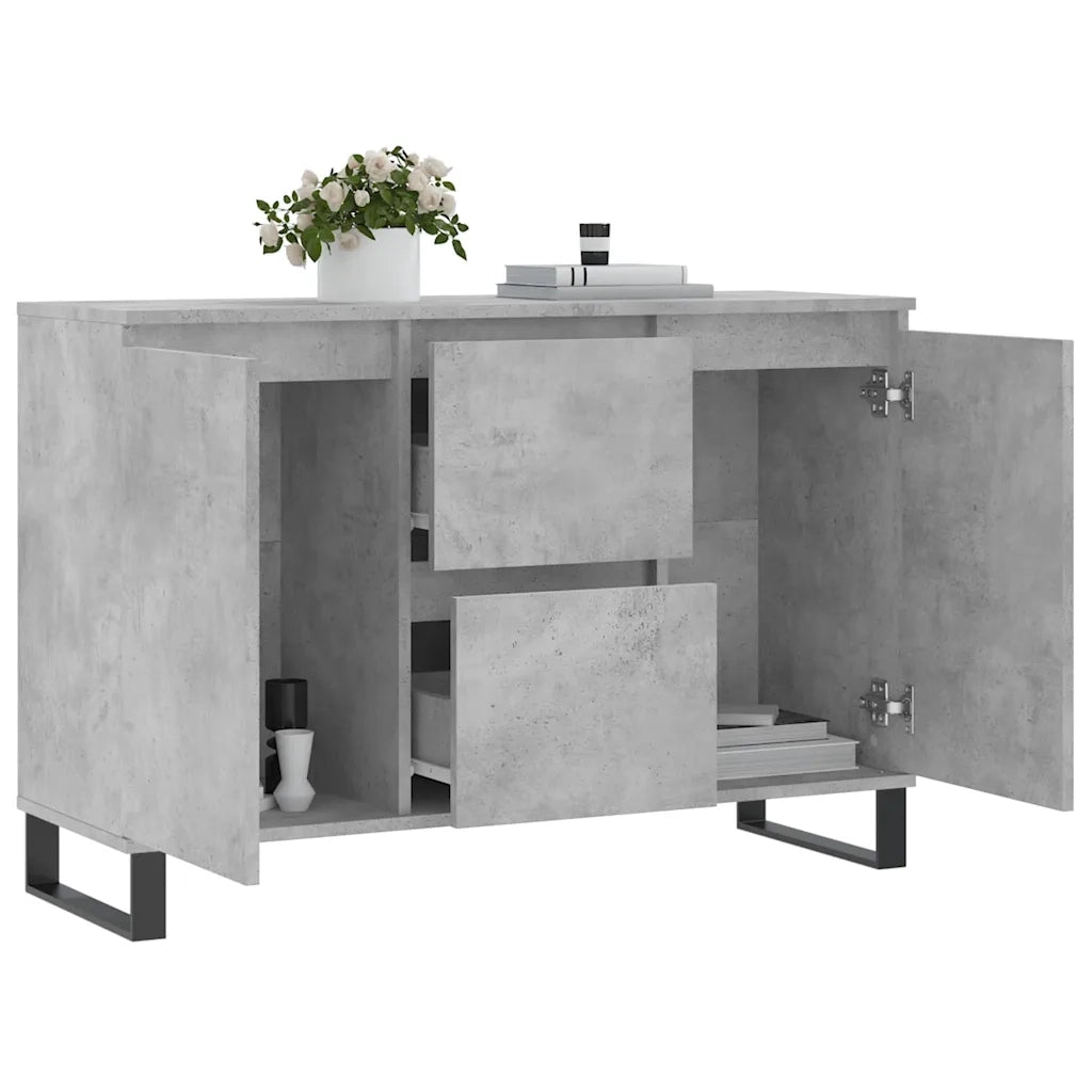 Credenza Grigio Cemento 101,5x35x70 cm in Legno Multistrato 827216