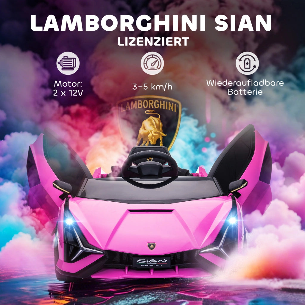 Auto elettrica Lamborghini per bambini ¨C Xylo ¨C Rosa, 3-5 km/h, telecomando, 3-5 anni