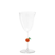 Zafferano Calice Teca Frutta in vetro borosilicato con decoro Arancia nel gambo, lavorazione artigianale per tavole eleganti e vivaci - Set 1 pezzo