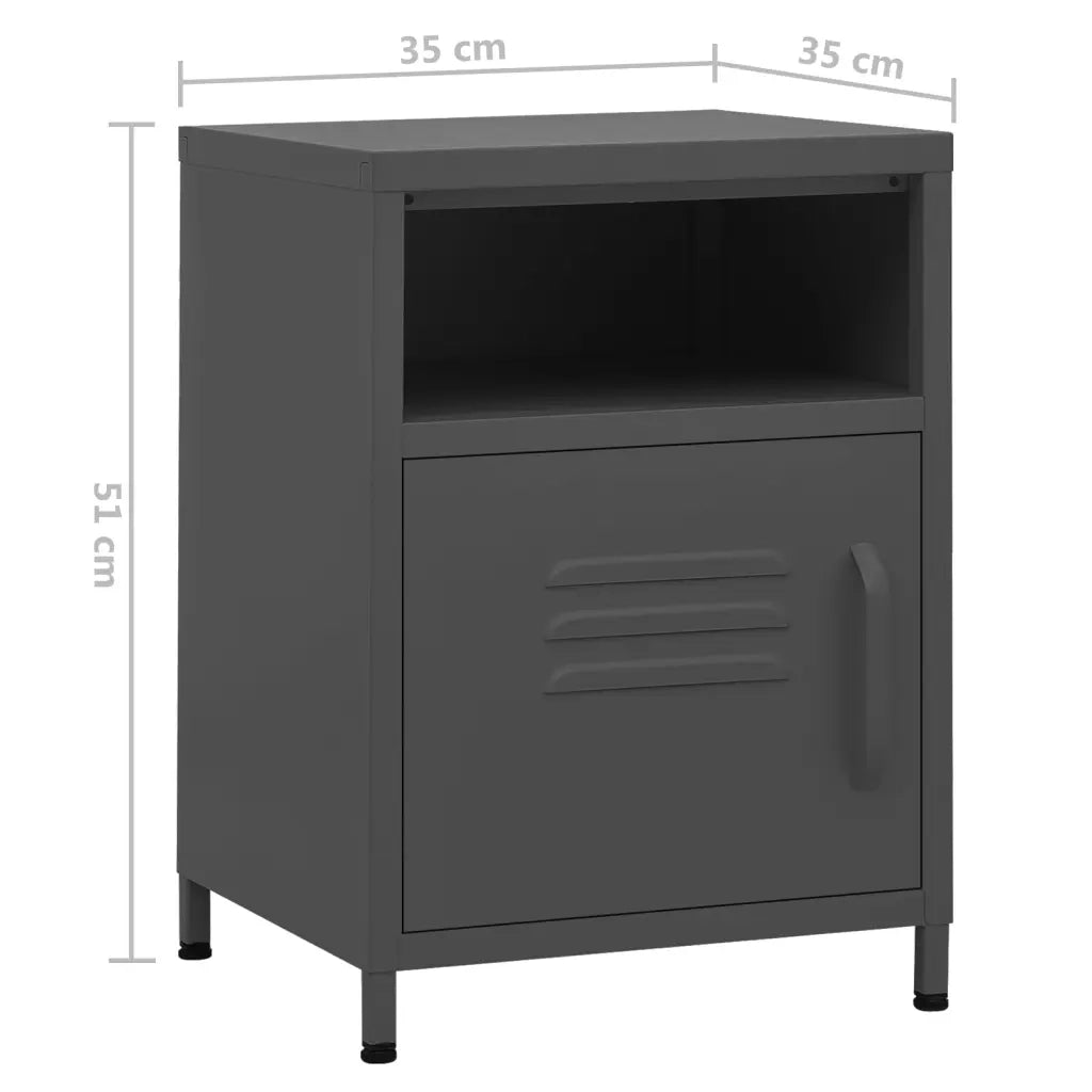 Comodino Antracite 35x35x51 cm in Acciaio 336222