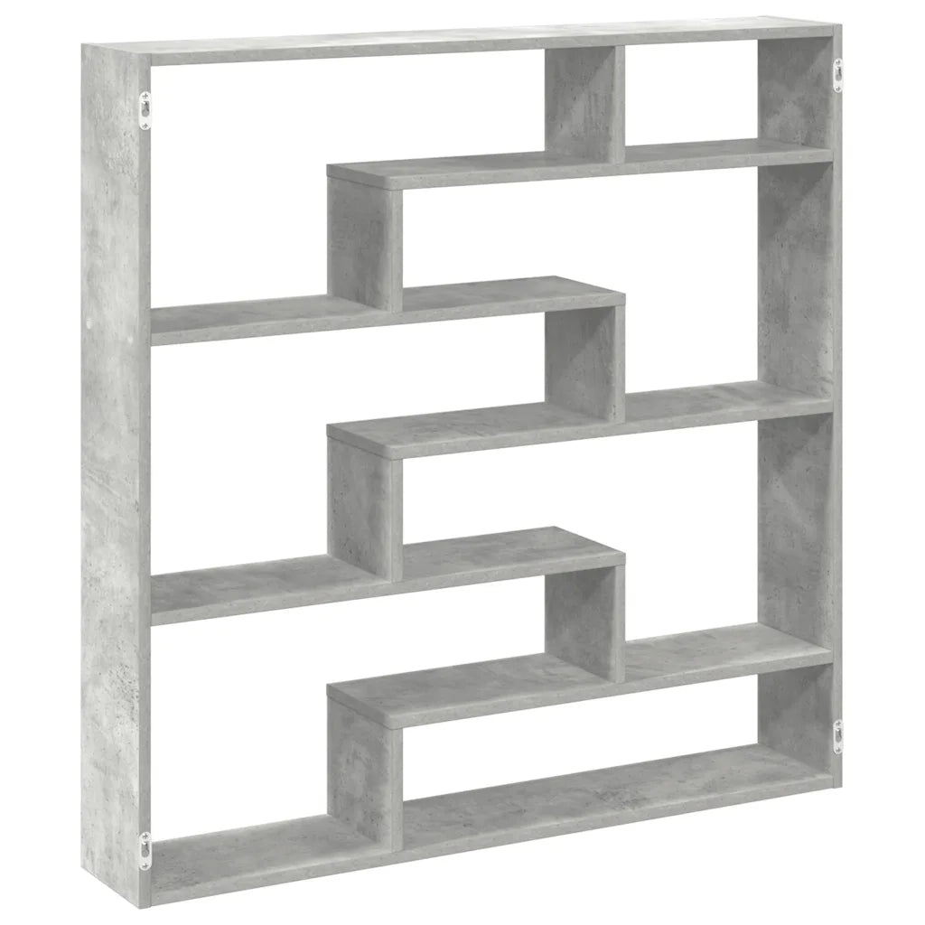Mensola a Cubo da Parete 7 Scomparti Truciolato Grigio Cemento 860025